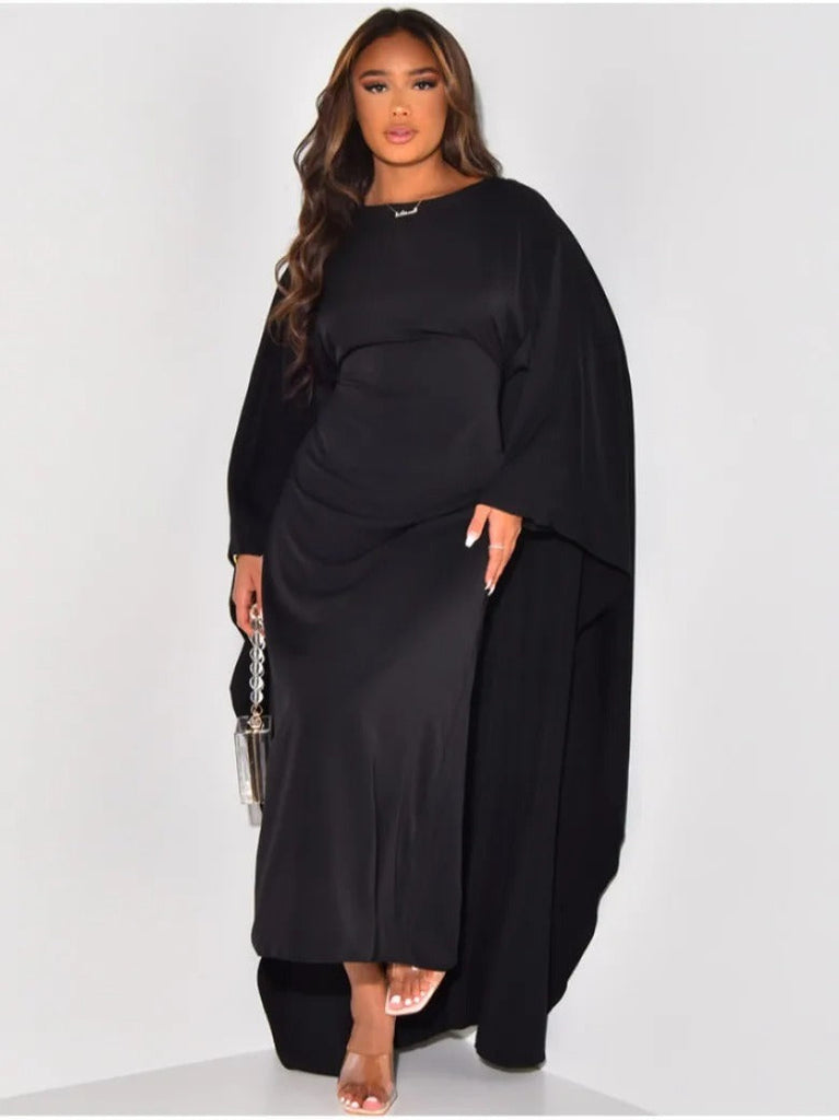 Elegantes Maxikleid mit Rundhalsausschnitt & weiten Ärmeln – Damen Abendkleid mit hoher Taille, langes Kleid für festliche Anlässe