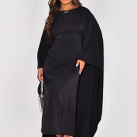 Elegantes Maxikleid mit Rundhalsausschnitt & weiten Ärmeln – Damen Abendkleid mit hoher Taille, langes Kleid für festliche Anlässe