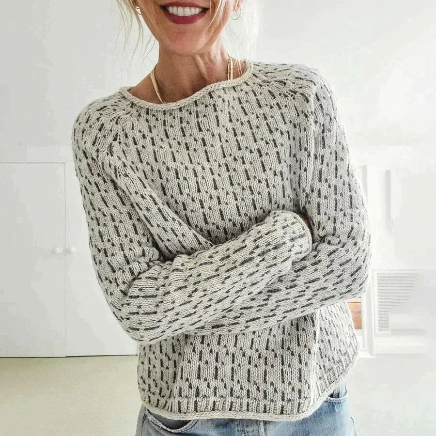 WW | Eleganter Grauer Pullover Mit Bootsausschnitt Für Frauen