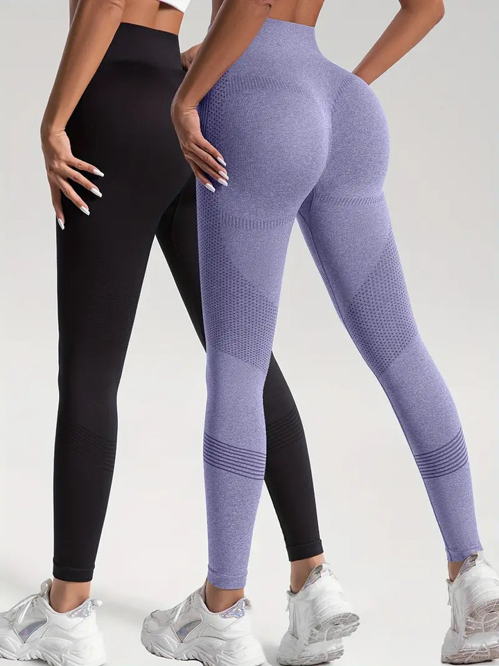 W&W Mode | 2 Stk. Sport Leggings für Yoga und Fitness Einfarbige Farbe mit Hohem Stretch.