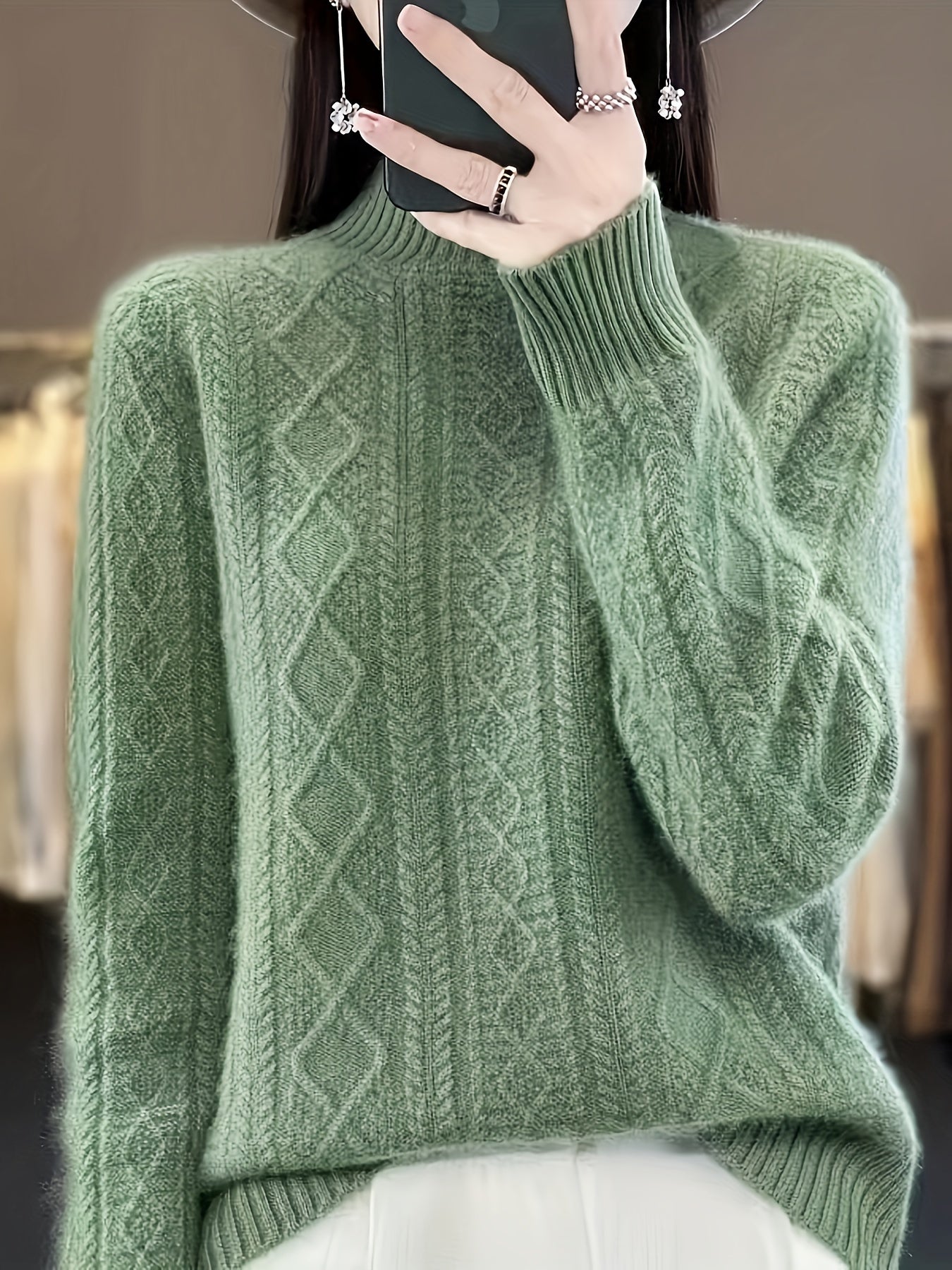 WW |  Wollstrickpullover mit gemütlichen langen Ärmeln Pullover Damen - Perfekt für Freizeitkleidung