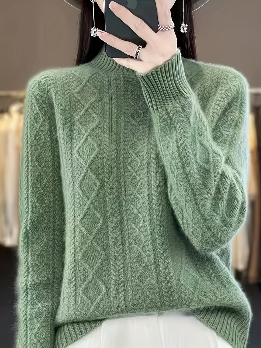 WW |  Wollstrickpullover mit gemütlichen langen Ärmeln Pullover Damen - Perfekt für Freizeitkleidung