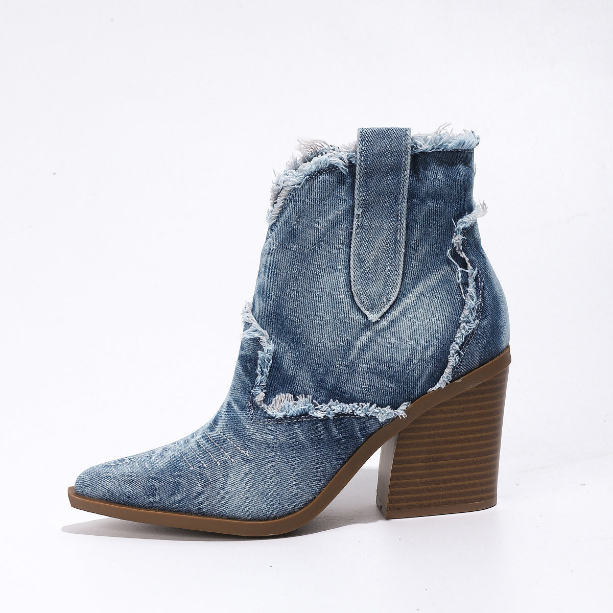 WW | Damen Trendy Spitzes-Toe Western Cowboy-Stiefel Bequeme Stiefeletten
