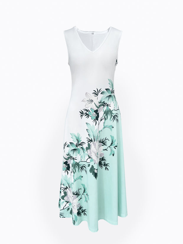 WW Kleid | Elegantes turquoise langes Blazer/Kleid-Set mit Blumenmuster