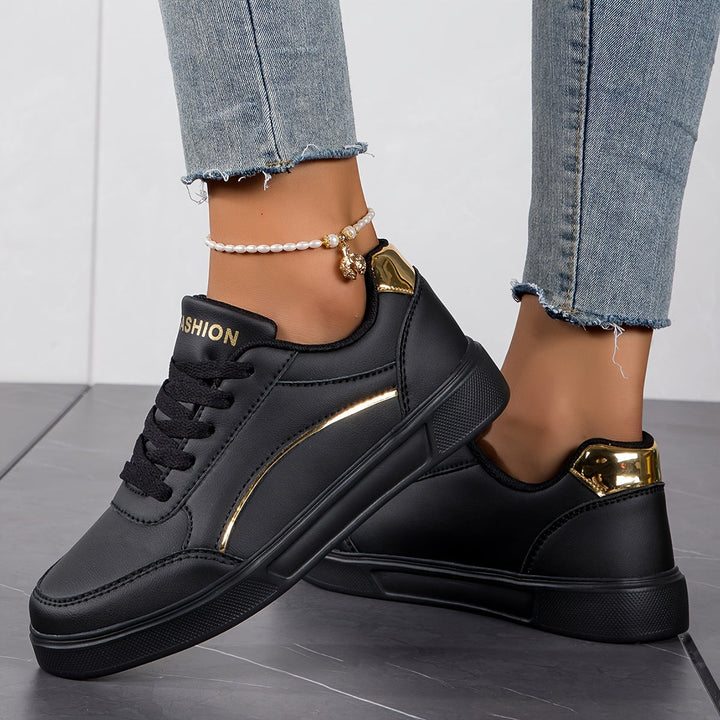 W&W Mode | Damen Sneaker in Einfarbiger Ausführung Mit Schnürsenkeln Und Weicher Sohle