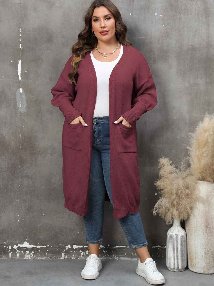 WW | Plus Size Langarm Taschen Cardigan