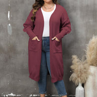 WW | Plus Size Langarm Taschen Cardigan