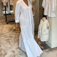WW | Lange Weiße Kleid mit Hemdkragen
