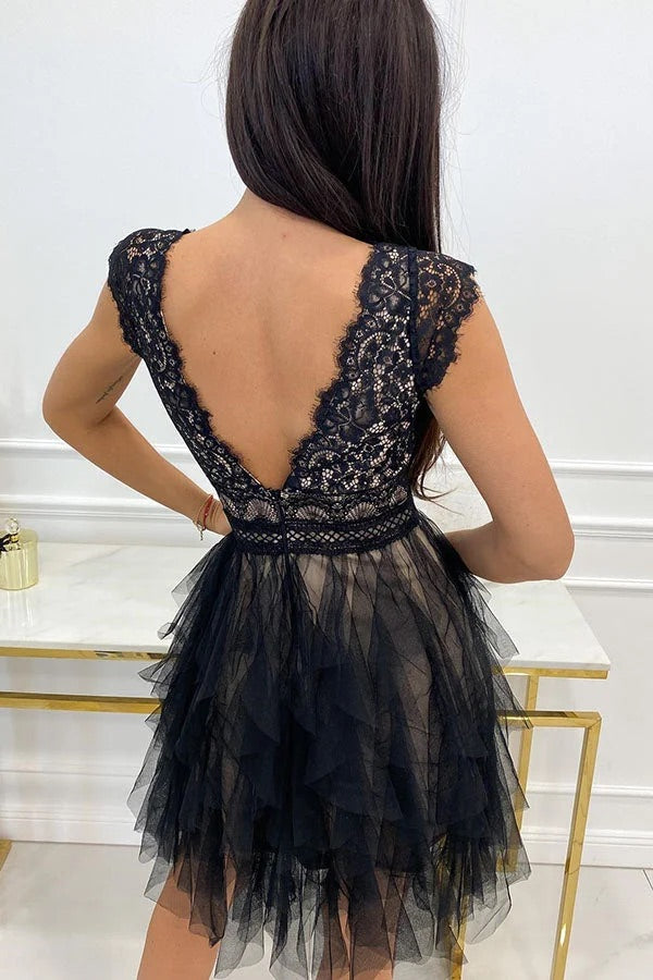 WW | Unendliche Schönheit Spitzen Tüll Midi Kleid
