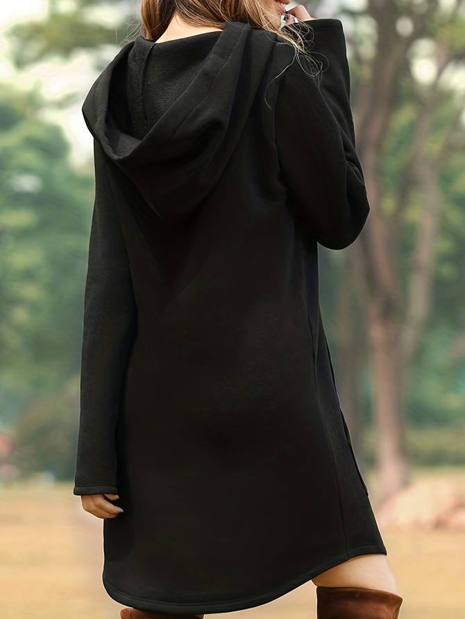 W&W Mode - Rotes Kapuzen Sweatshirtkleid mit Taschen