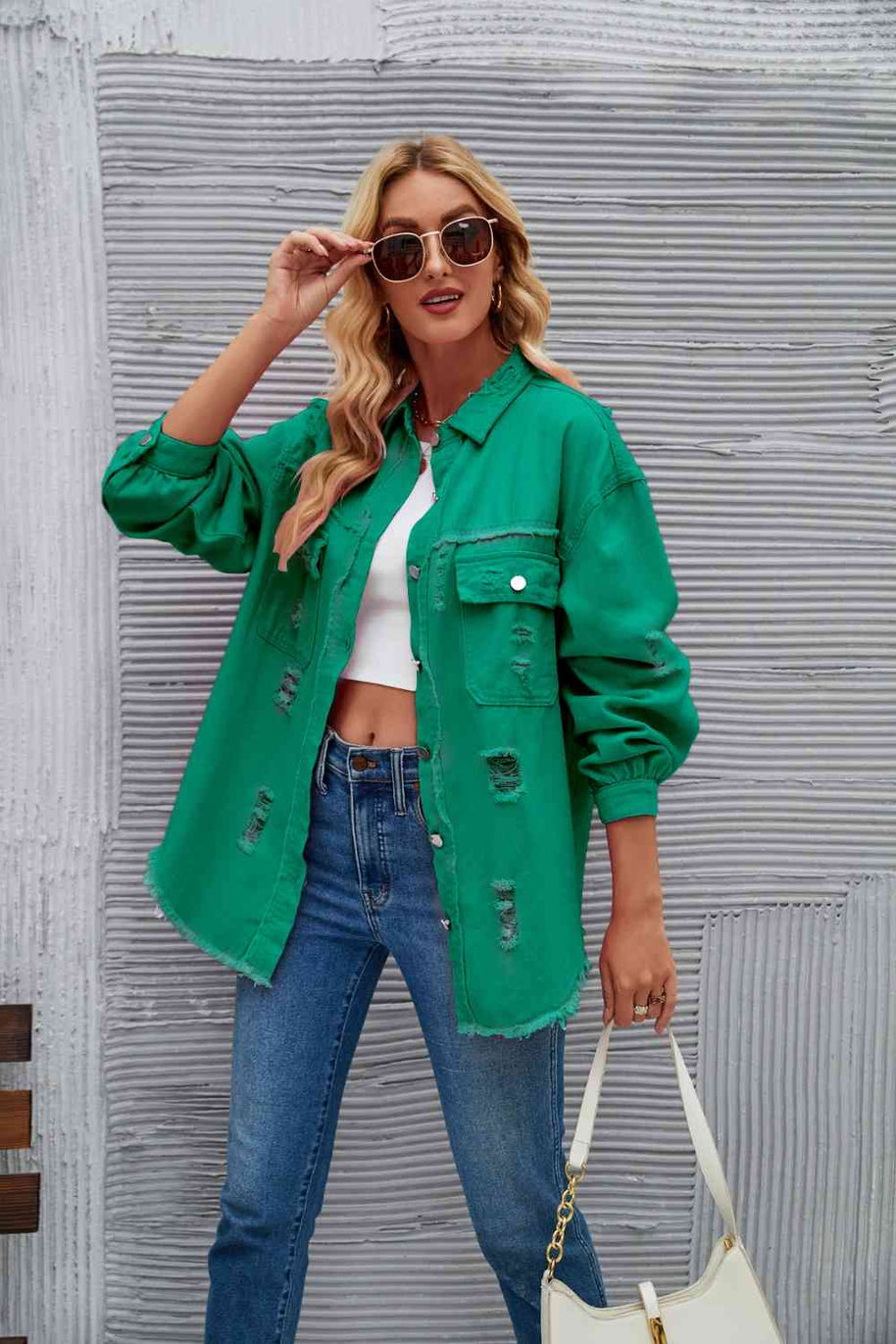 WW | Zerrissene Rohsaum-Denimjacke