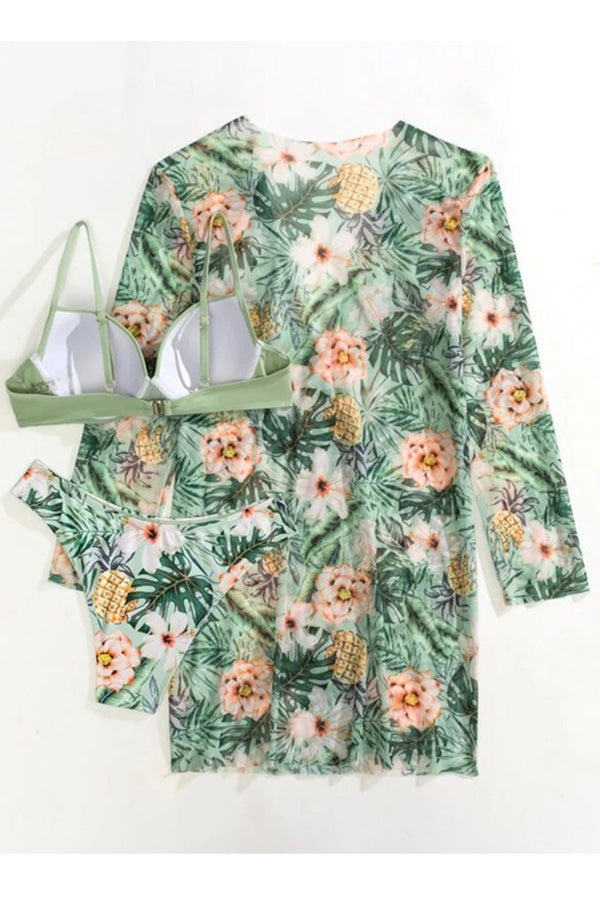 W&W Mode – Wickel-Bügel-Bikini mit tropischem Print und Überzug