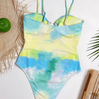 WW | Cutout Tie-Dye Spaghetti-Trägertankini
