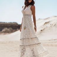 Soléa™ – Sommerliches Maxikleid im Boho-Stil mit Spitze & Schlitz