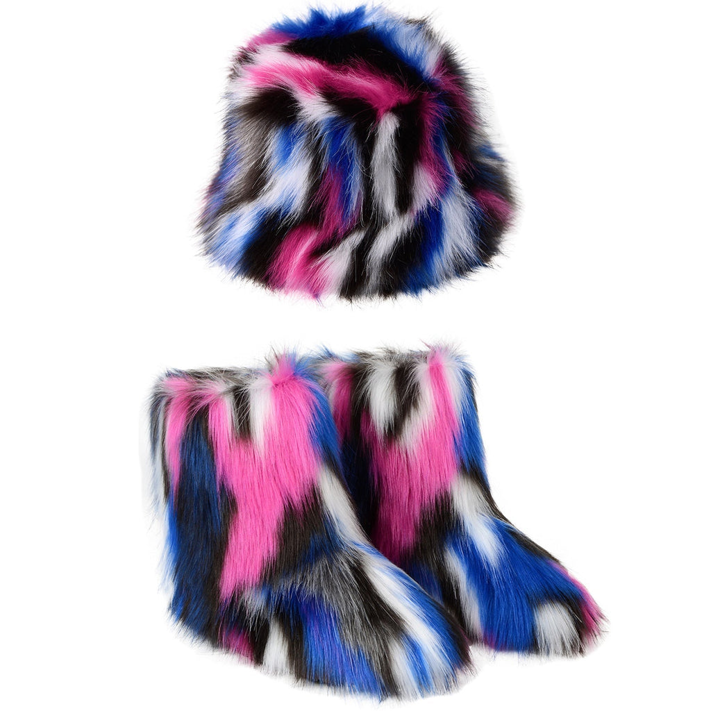 WW | Warme Plüsch Stiefel Farbe Pelzmütze