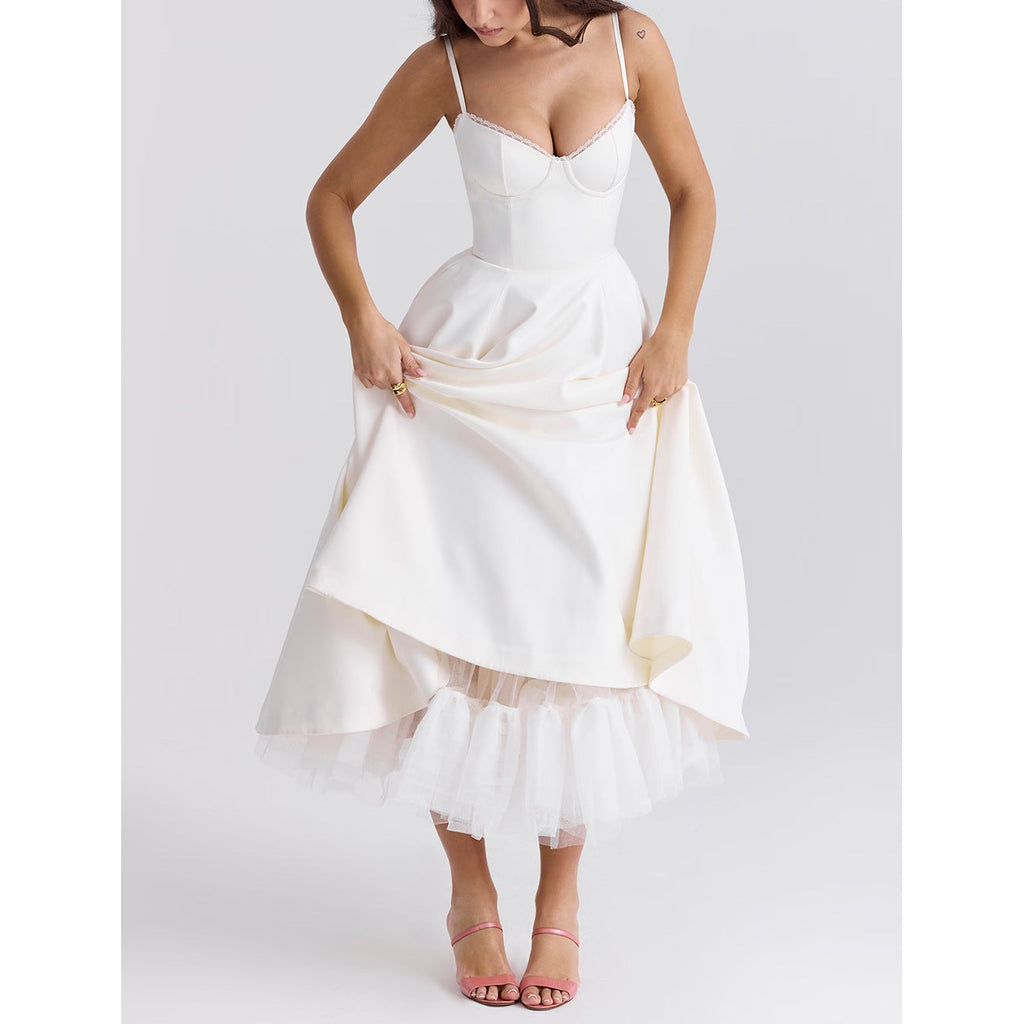 WW | Ärmelloses V-ausschnitt Kleid Mit Puffärmel