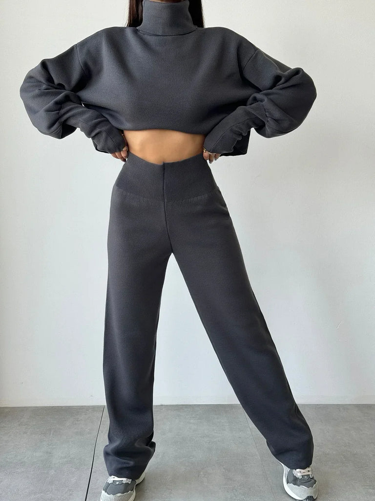 WW | Bequemer Rollkragenpullover Handschuh Gestrickter Anzug