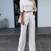 WW | Set mit Jacke und hoch taillierter gerader Hose für Damen | Stilvolles und komfortables Outfit