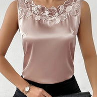 WW | Satin Bluse Mit Blumendetail Für Damen