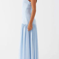 WW | Eden Patchwork Semi-Transparent Chiffon Strapless Maxi-Kleid