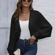 WW | Bat Sleeve Offene Front Kurze Strickjacke