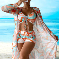 W&W - 3-teiliges Bikini-Set mit floralem Muster