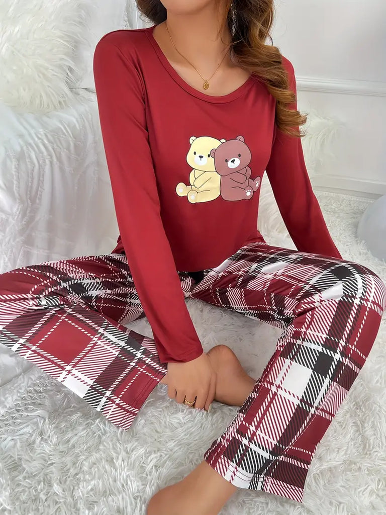 Wolff | Pyjama-Set mit Cartoon-Bärenprint Für Frauen