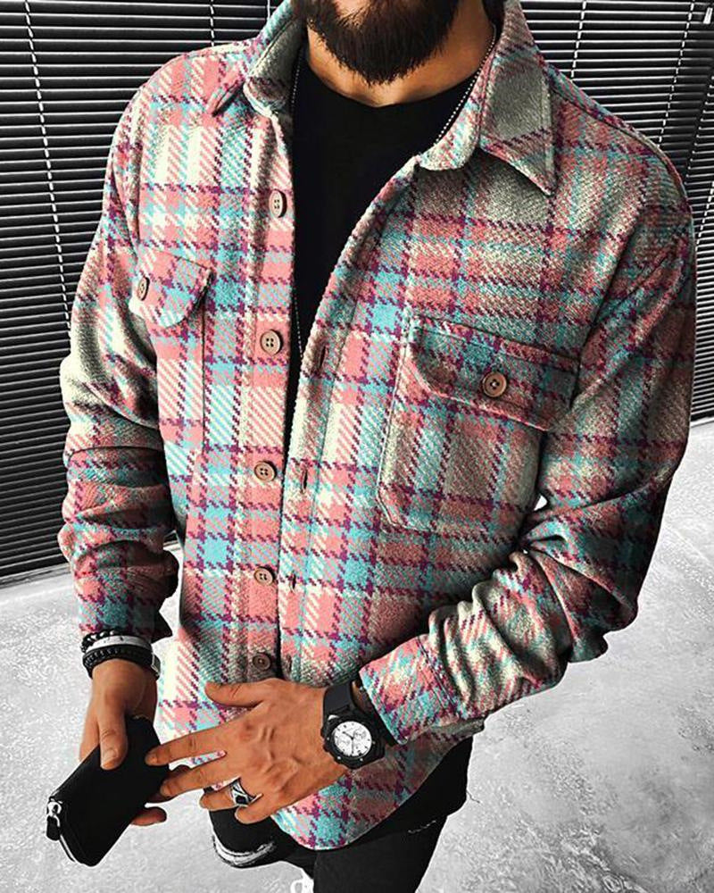 WW | Lässige Karo Langarmjacke Für Herren
