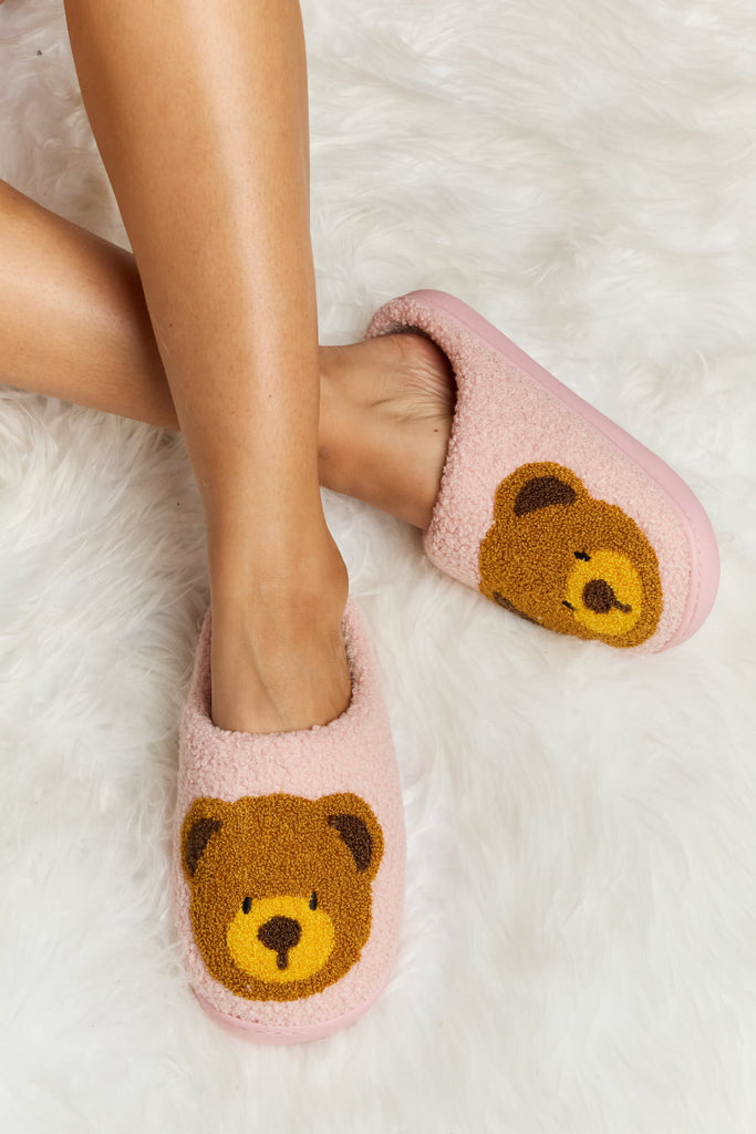 WOLFF | Stilvolle Winter Chic Teddybear Print Slide Slippers Für Frauen