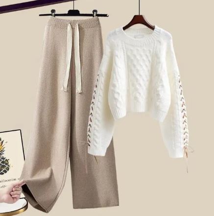 WW | Strickpullover Lockere Breite Rohre Zweiteiliges Set