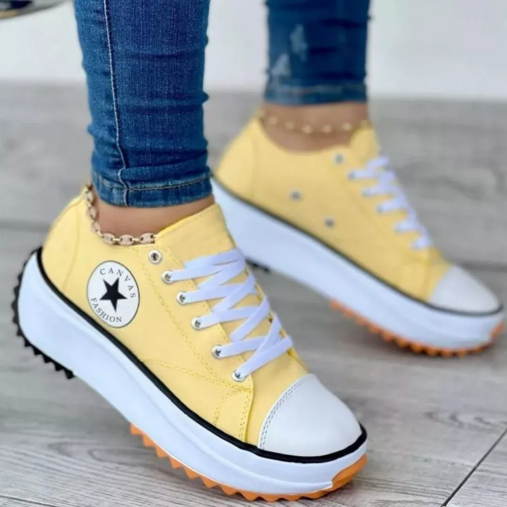 W&W Mode Sneaker Damen dicke Sohle Schnürung