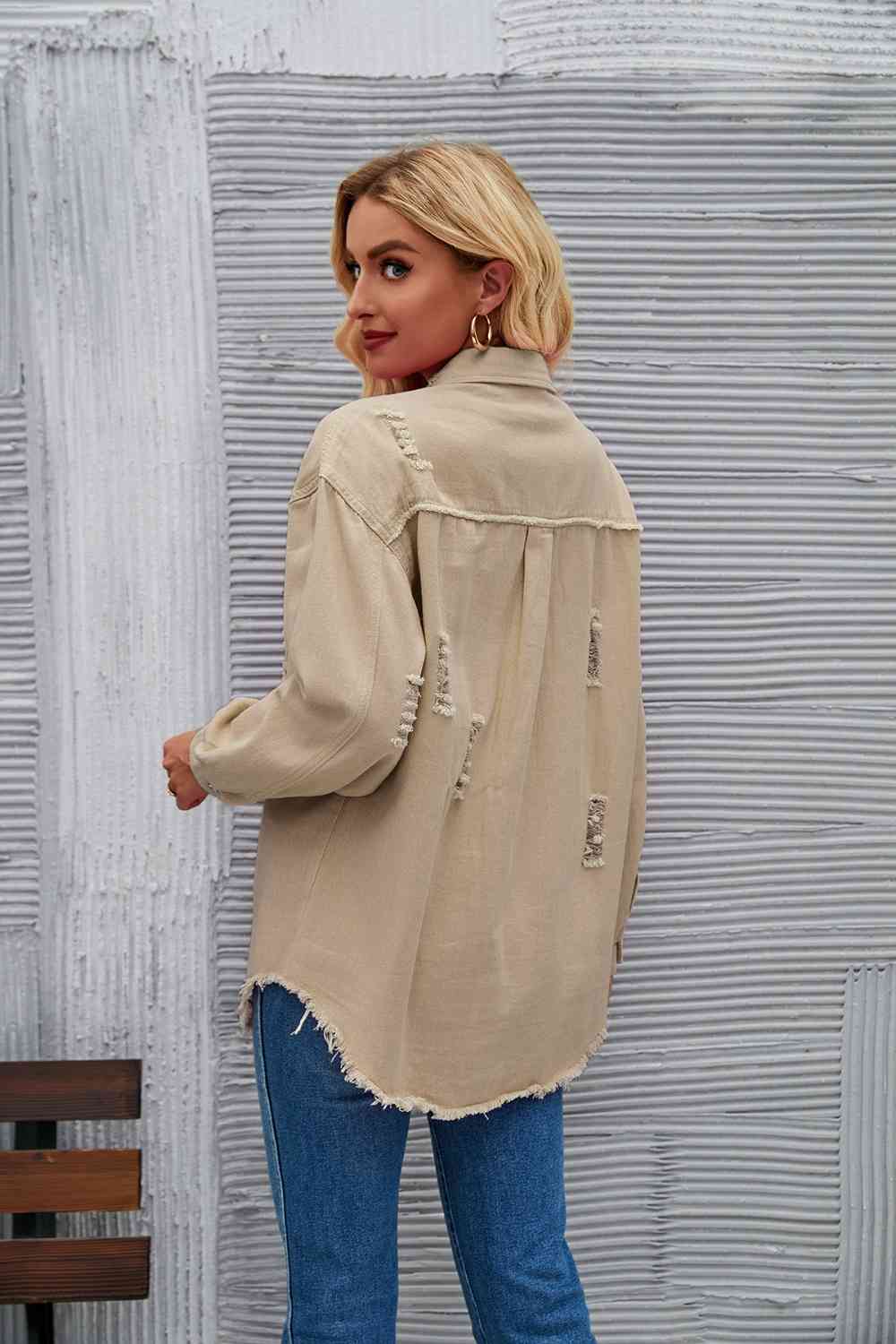 WW | Zerrissene Rohsaum-Denimjacke