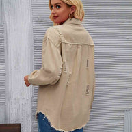 WW | Zerrissene Rohsaum-Denimjacke