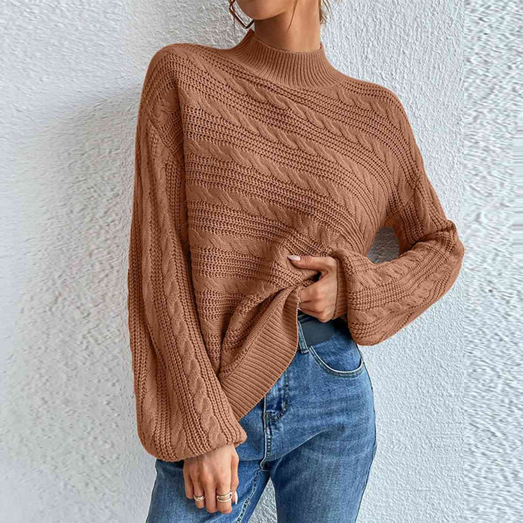 WW | Kabelstrick Stehkragen Langarmpullover