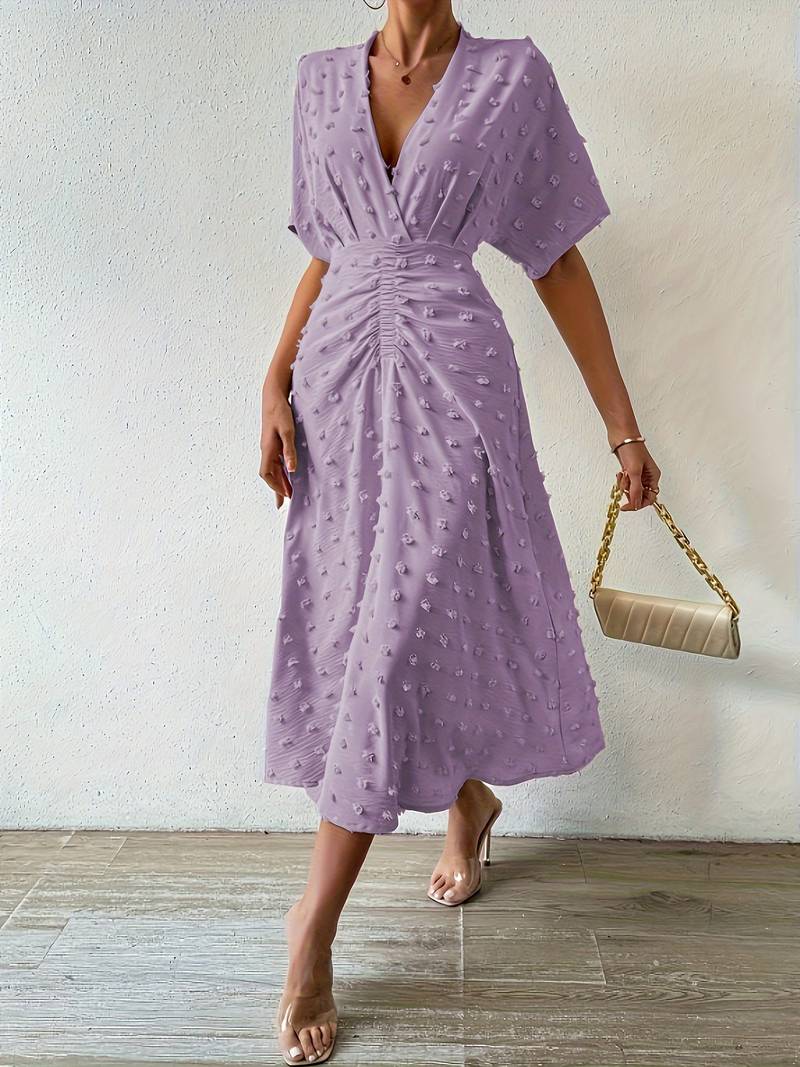 WW | Swiss Dot Rüsch Midi Kleid