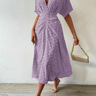 WW | Swiss Dot Rüsch Midi Kleid
