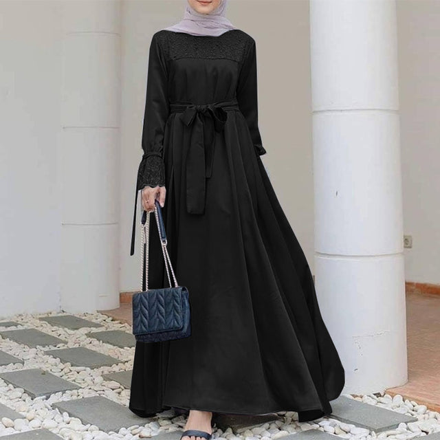 WW | Abaya Schal Lange Ärmel Bequem Muslima Kleid Maxi Kleider