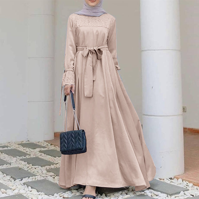 WW | Abaya Schal Lange Ärmel Bequem Muslima Kleid Maxi Kleider