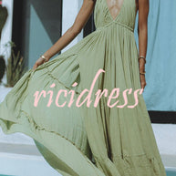 WW – Neckholder-Maxikleid aus Leinenmischung mit rückenfreiem Schlitz