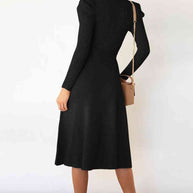 WW | Rundhalsausschnitt Langarm Knoten Taille Pullover Kleid