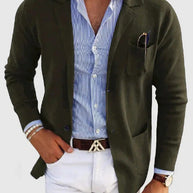 WW | Herren Strickjacke Mit Lässigen Knöpfen, Taschen Und Reverskragen, Einfarbig, Langärmelig