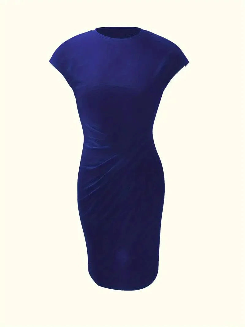 WW | Stilvolles Schmales Kleid Mit Rundhalsausschnitt
