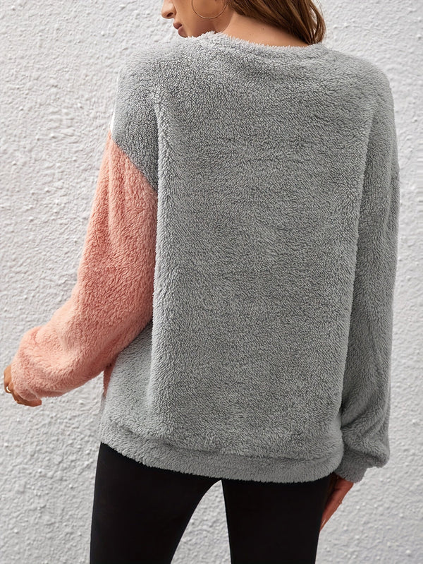 WW | Colour Block R hals Langarm Fleece Pullover