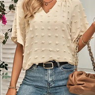 WW | Elegante und Stilvolle Oberteil mit V-Ausschnitt Schweizer Punkte