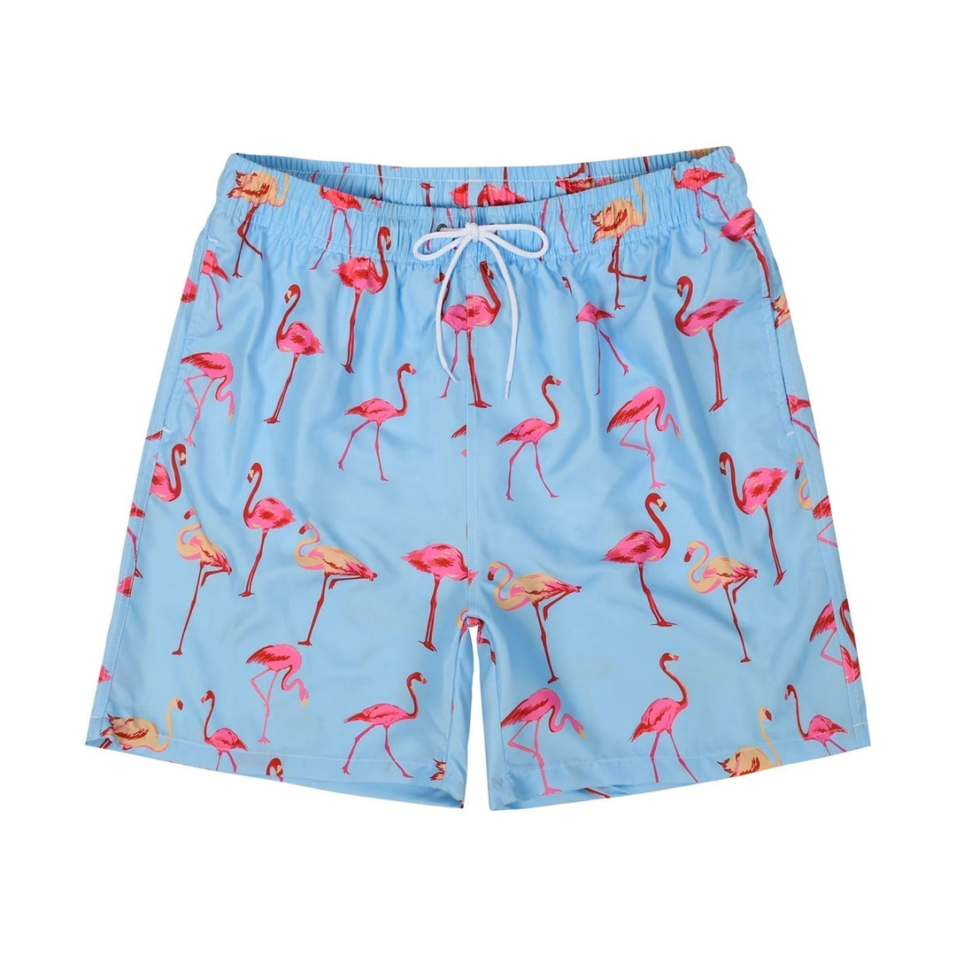 W&W Mode | Hellblau Bade Shorts mit Vogelprint für Männer