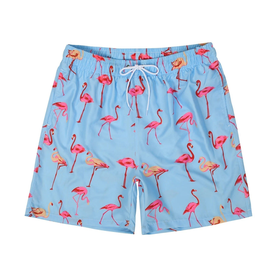 WW | Hellblau Bade Shorts mit Vogelprint für Männer
