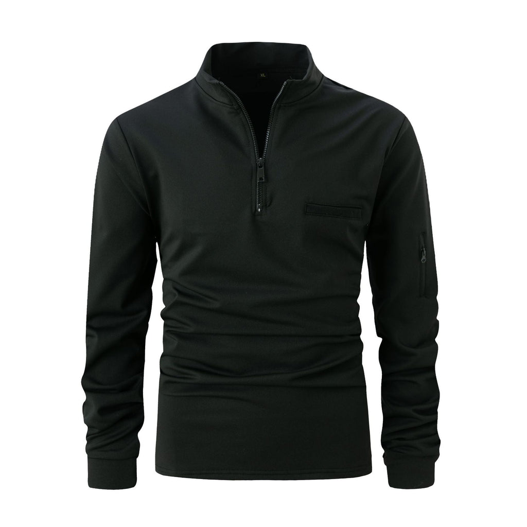 WW | Sport Poloshirt Mit Stehkragen Und Reißverschluss, Langärmlig, Einfarbig