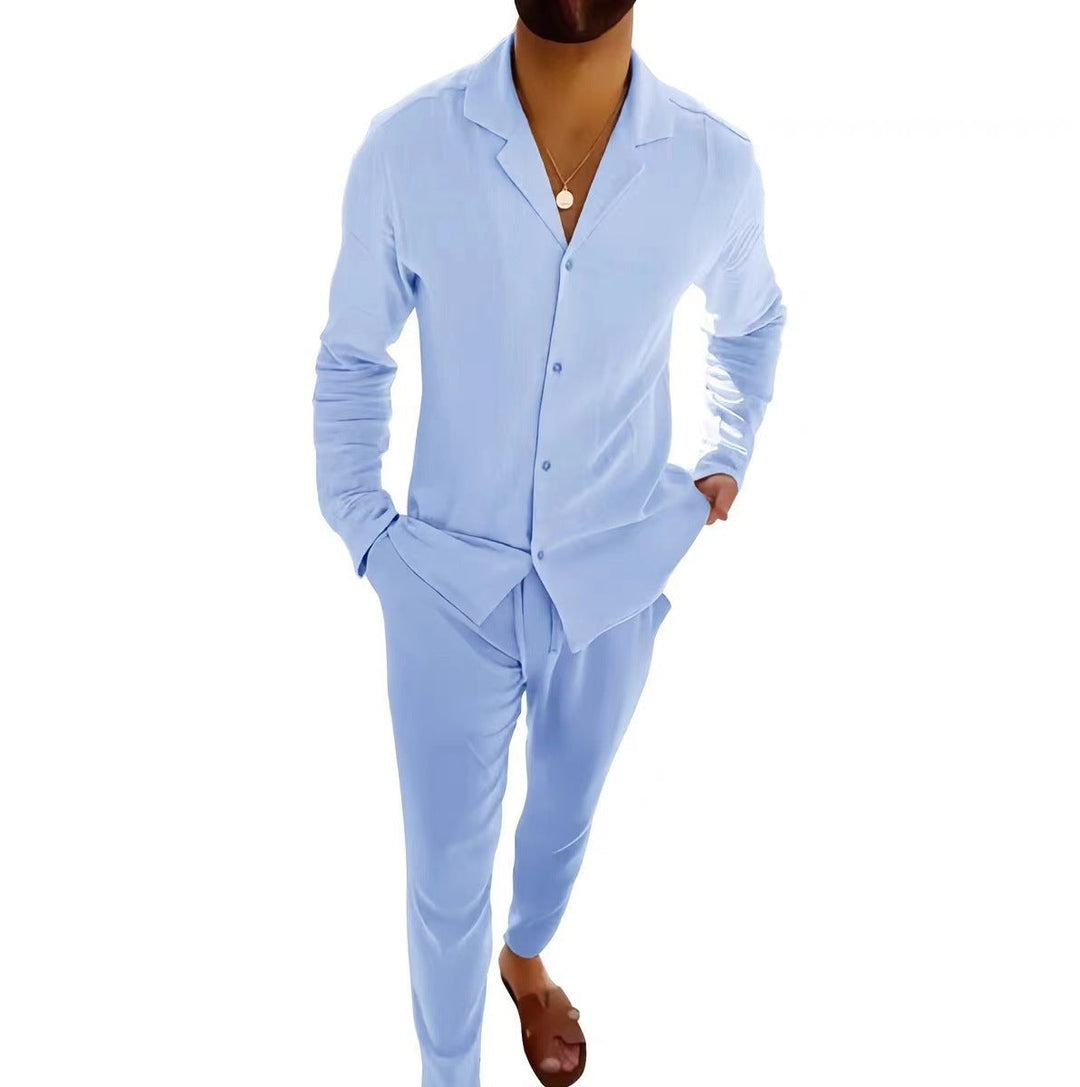 W&W Mode | Lässiger Herrenanzug Mit Langarmhemd Und Slim Fit Hose