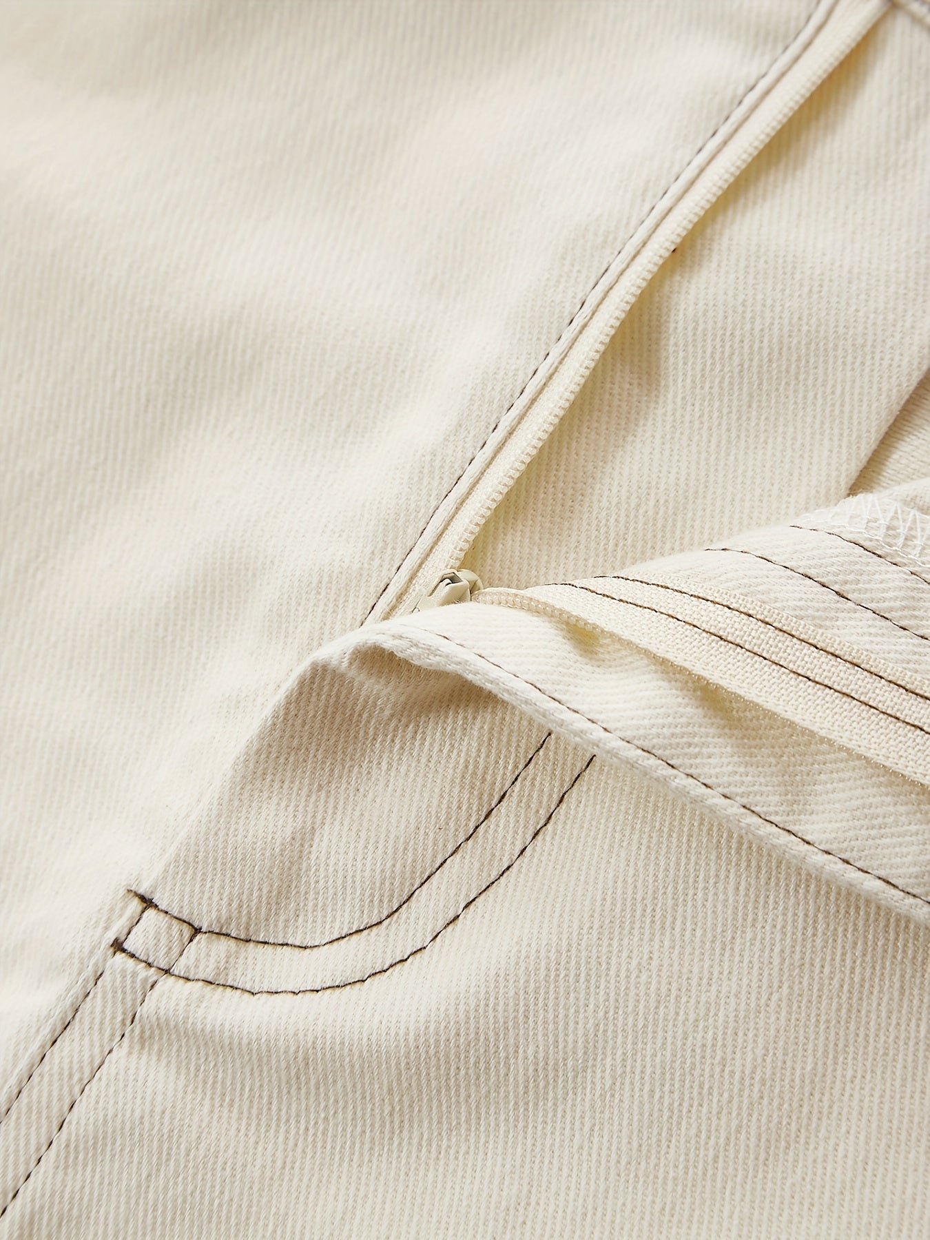 WW | Einfarbiger Weißer Schlitz Hinten Lässig Maxi Denim Rock