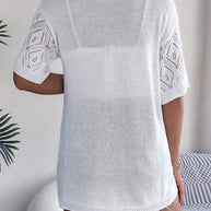 WW | Durchbrochene Offene Front Halbarm-Cardigan